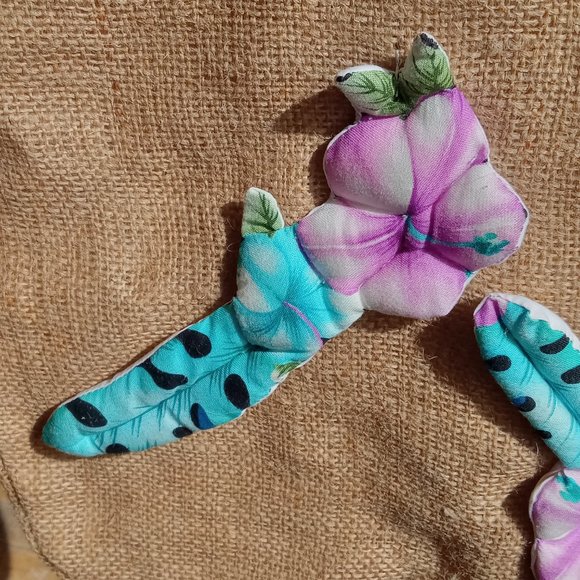 Large burlap shoulder bag with 3D floral applique - Picture 5 of 8